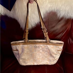 Coach Beige and Light Brown Shoulder Bag